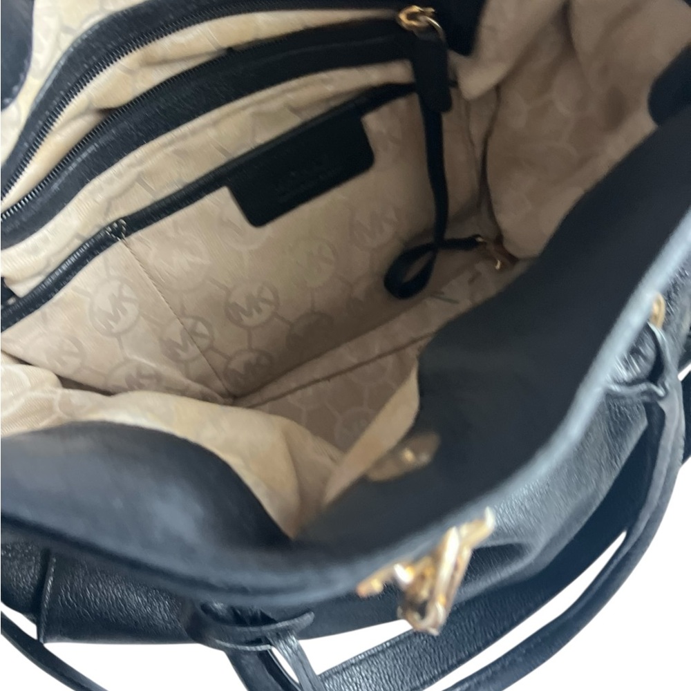 Michael Kors Black Shoulder Bag with Gold Accents - Picture 8 of 10